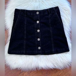Forever 21 Black Corduroy Button Up Mini Skirt-Size S